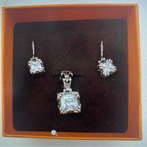 Silpada “Uptown” Cubic Zirconia Earrings & Pendant Set New